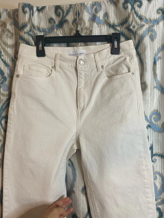 LOFT Off-White Straight-Crop Jeans - Picture 4 of 7